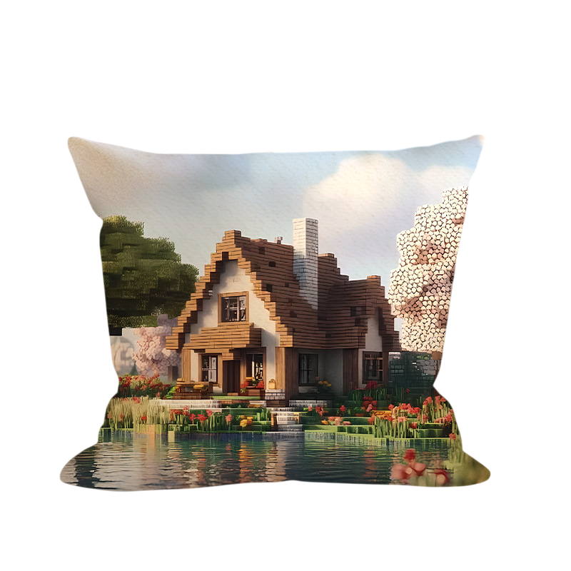 Minecraft Lake House Soft Stuffed Plush Pillow Multiple Sizes