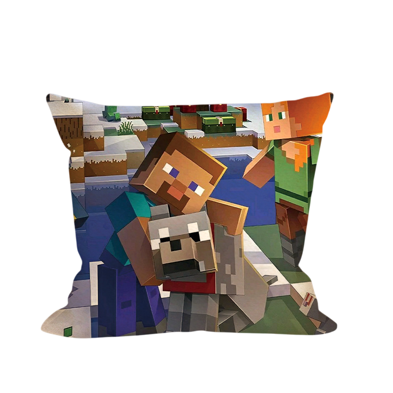 Minecraft Steve Hugging Dog Soft Stuffed Plush Pillow Multiple Sizes