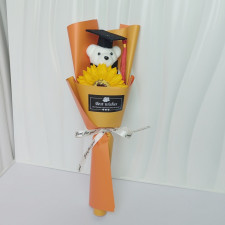 Graduation Bear Plush Sunflower Bouquet 35cm 13.78inches Orange