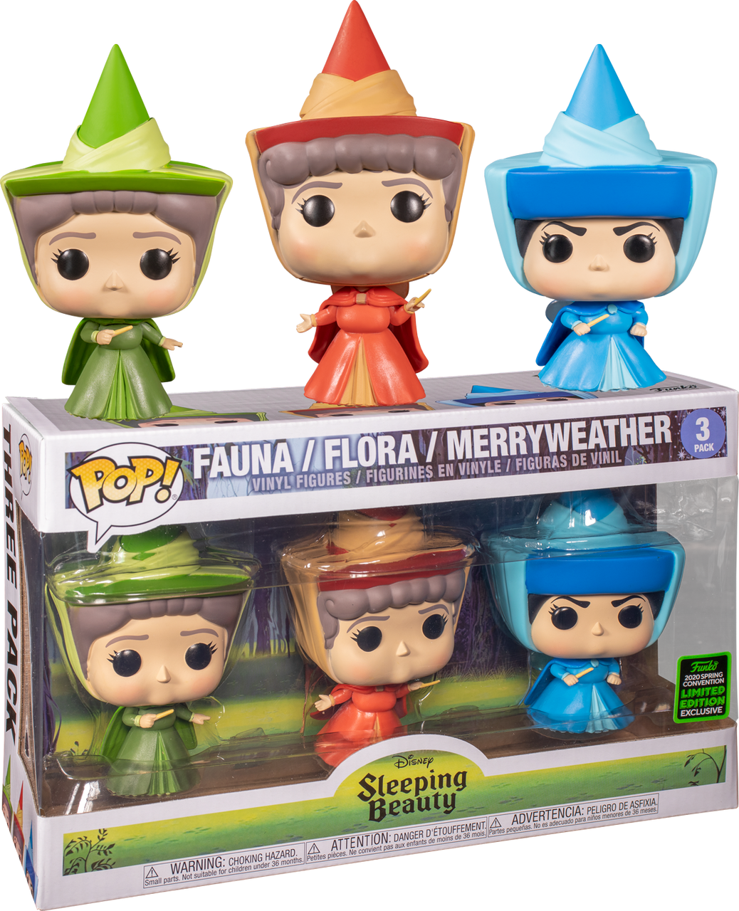 Funko Pop Sleeping Beauty - Flora, Fauna Merryweather Fairy Godmother Vinyl Figure 3 Pack