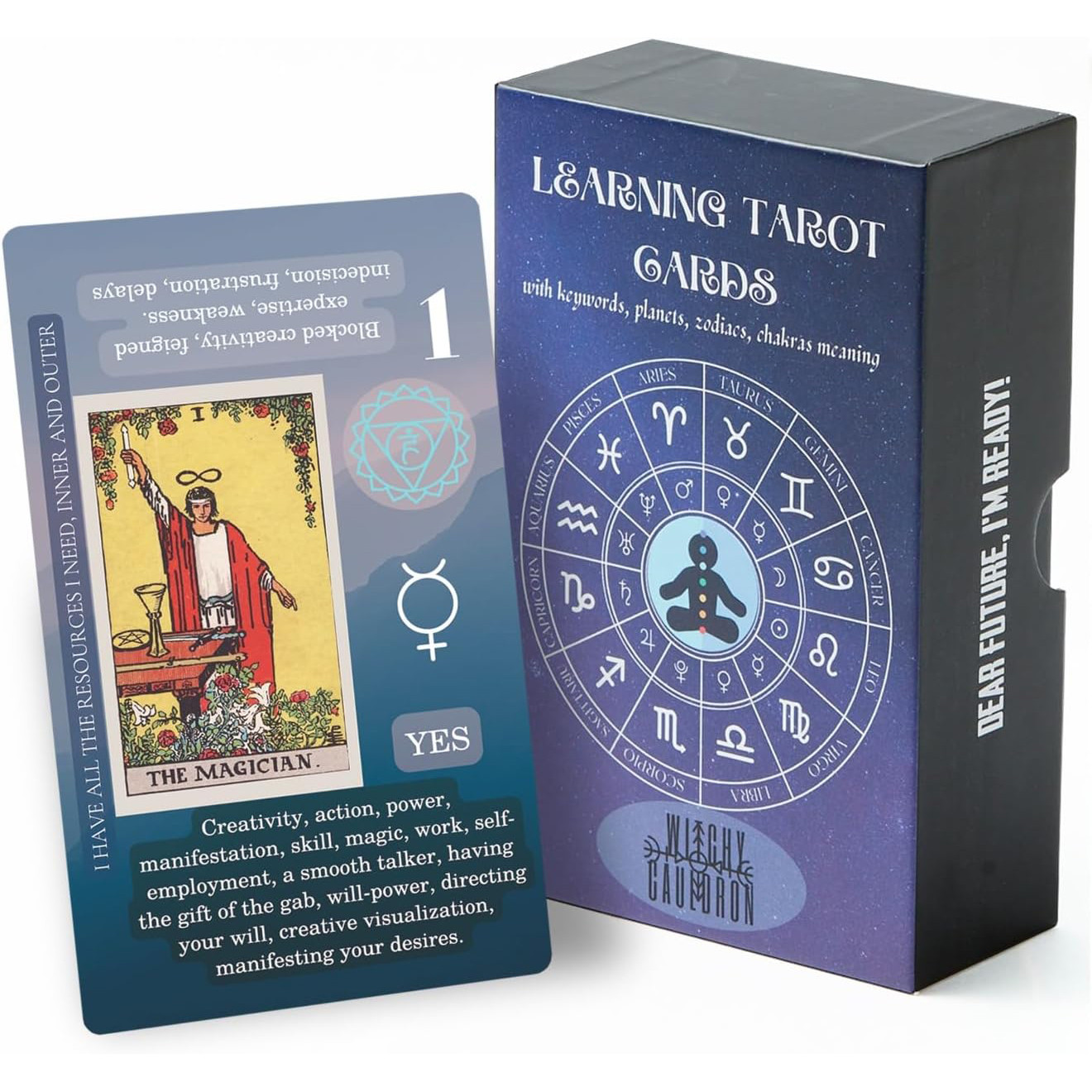 Learning Tarot Cards: Tarot Beginner Learning Stars Planets Zodiac Element Cards