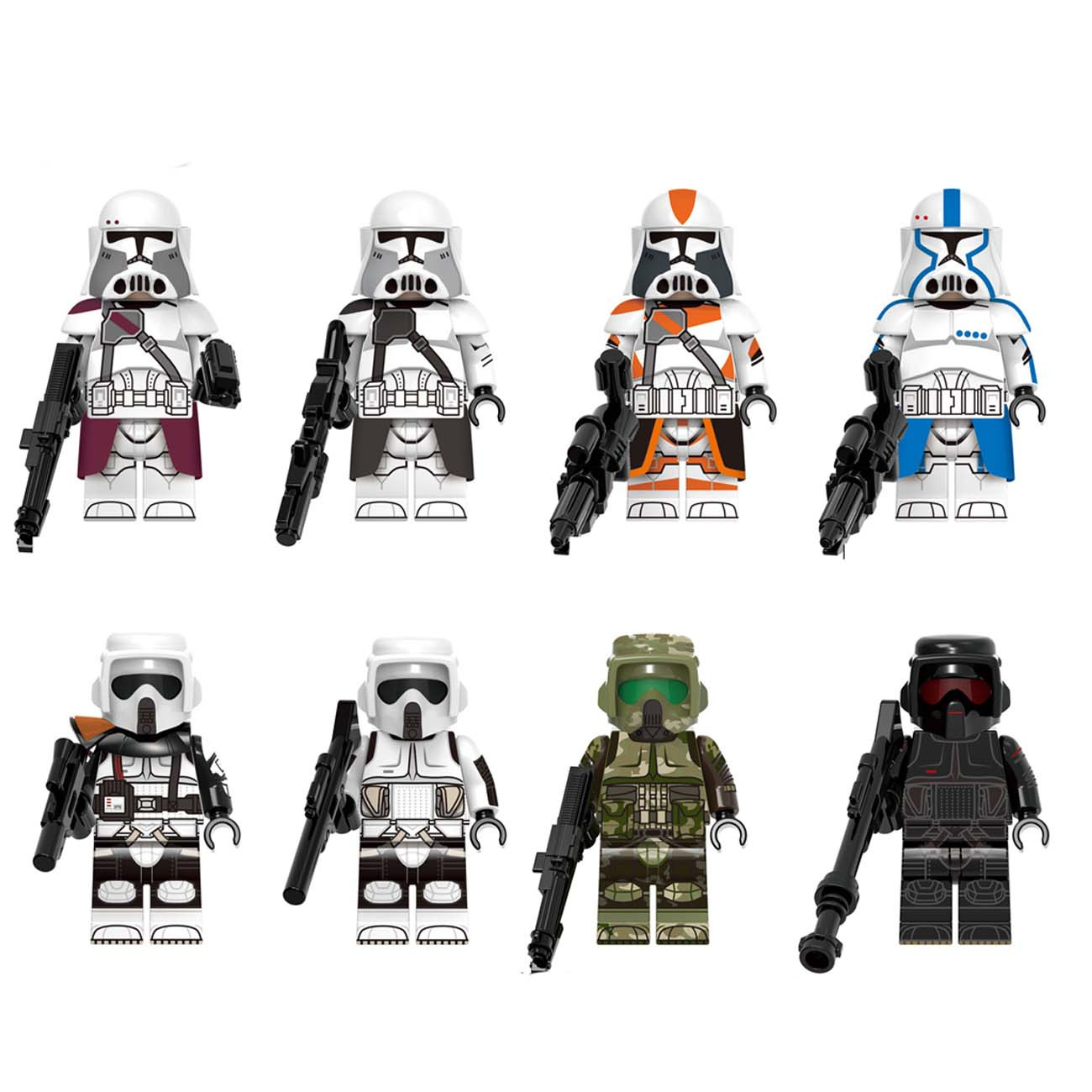 Star Wars Commander Bacara Trooper Brick Minifigure Custom Set 8 Pcs