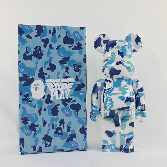 Bearbrick BAPE Play Blue Camo 400% Figure 28cm 11.02inches