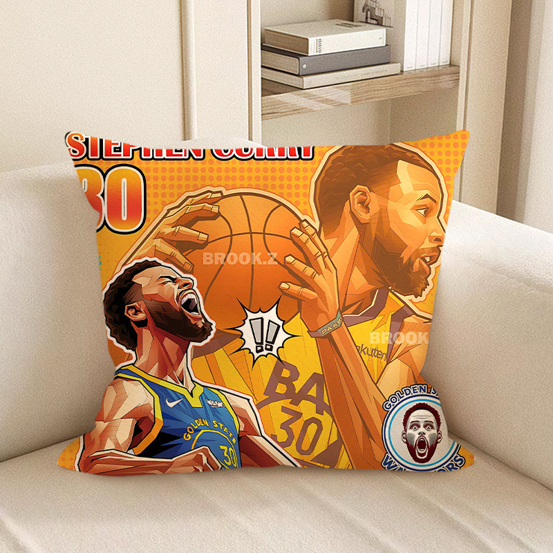 Stephen Curry NBA Golden State Warriors Collage Orange Soft Stuffed Plush Pillow Multiple Sizes
