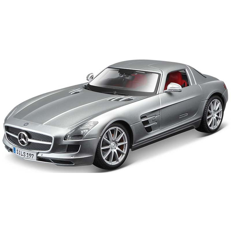 Mercedes-Benz SLS AMG Silver 1:18 Die-cast Alloy Four-Wheel Suspension Toy Car Model