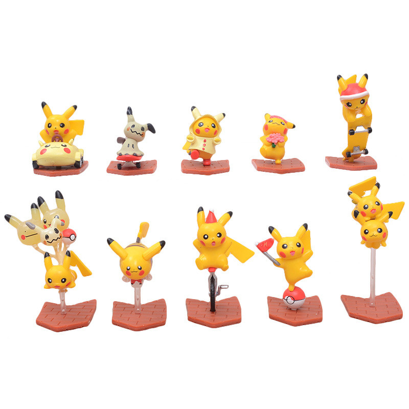 Pikachu From Pokemon Figure Statue 10 Pcs Set
