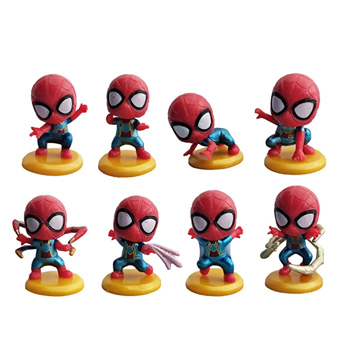 Spider Man Cute Minifigure Statue 8 Pcs Set
