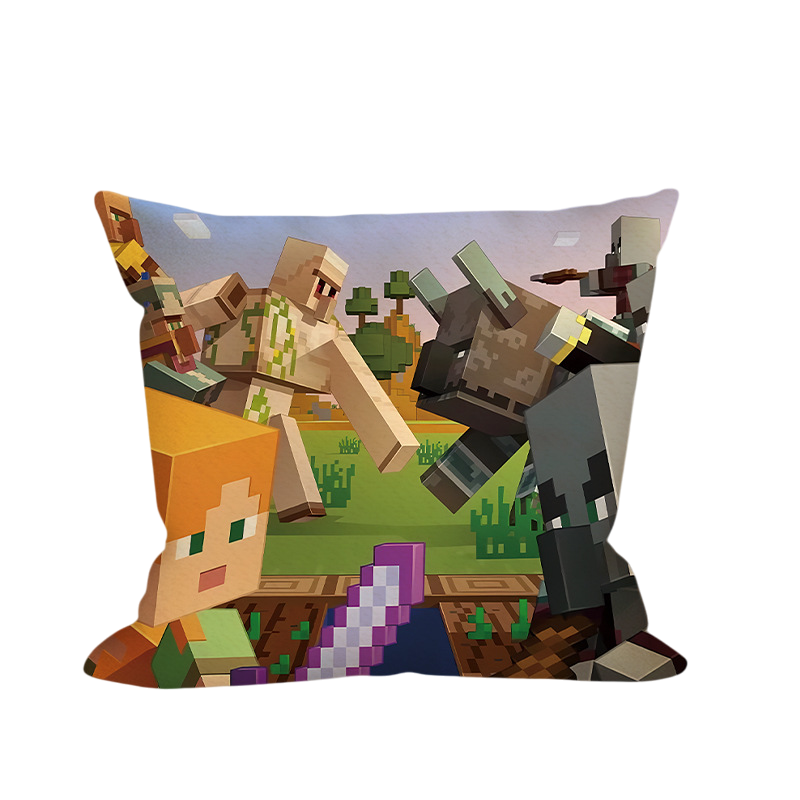 Minecraft Alex Facing Mobs in Battle Soft Stuffed Plush Pillow Multiple Sizes