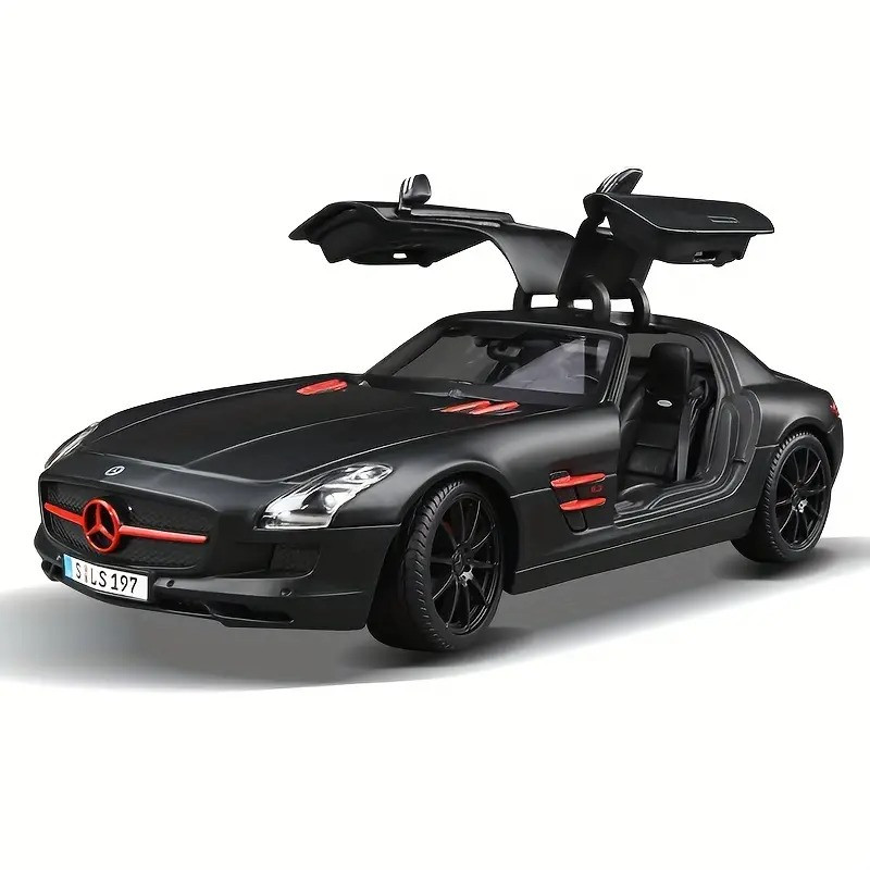 Mercedes-Benz SLS AMG Black 1:18 Die-cast Alloy Four-Wheel Suspension Toy Car Model
