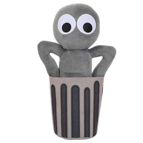 Grey Trash Can From Roblox Rainbow Friends Plush Toy