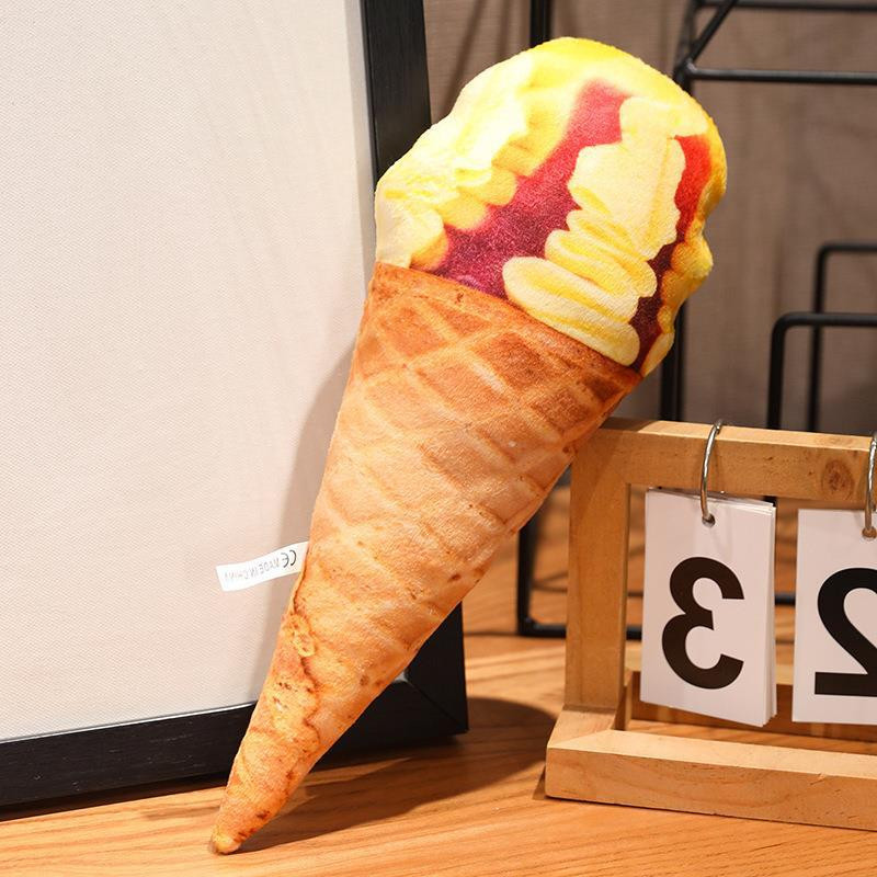 Realistic Ice Cream Cone Plush Pillow Multiple Sizes Passion Fruit