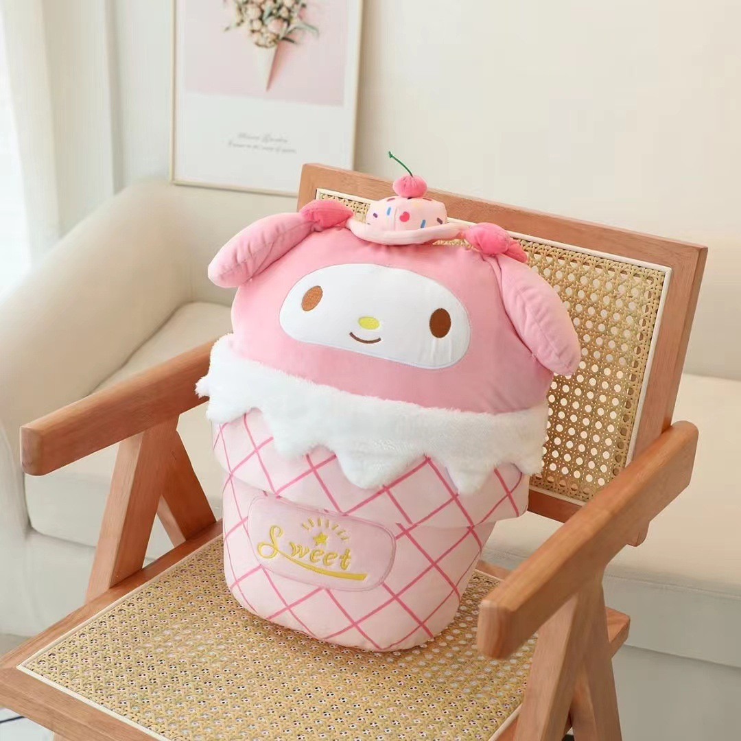 My Melody Ice Cream Pillow Plush Toy Blanket Set