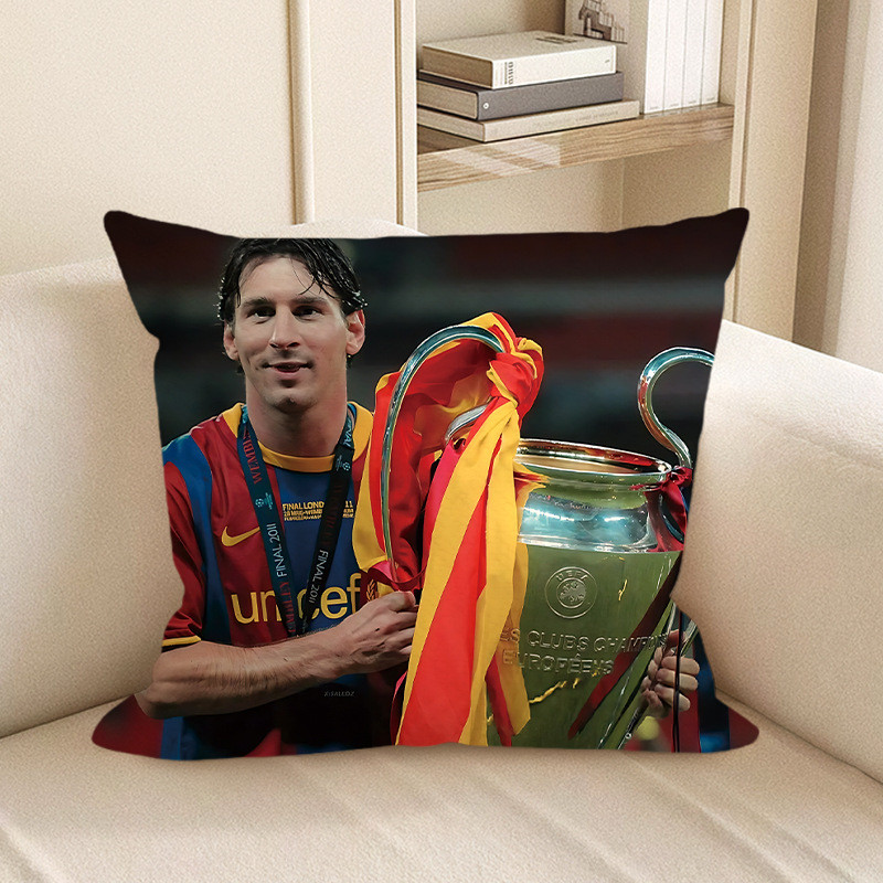 Lionel Messi Holding Trophy Soft Stuffed Plush Pillow Multiple Sizes