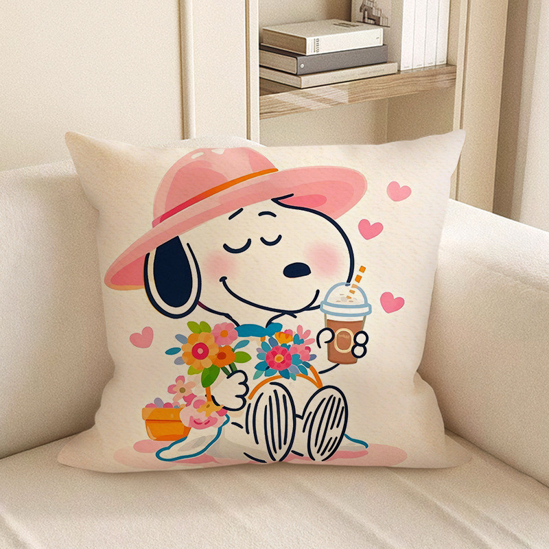 Snoopy Wearing Pink Hat Soft Stuffed Plush Pillow Multiple Sizes