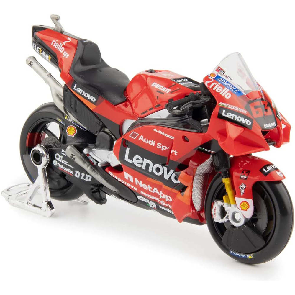 Ducati Lenovo Team #63 Francesco Bagnaia 2021 1:18 Die-cast Alloy Motorcycle Toy Car Model