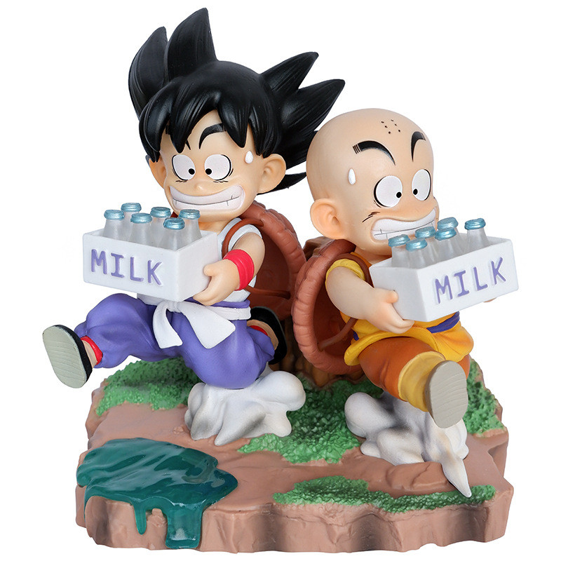 Dragon Ball Kid Goku Krillin Milk Delivery Figure Statue