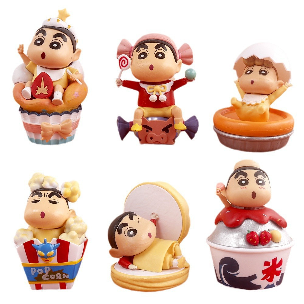 Crayon Shin-chan Dessert Figure Statue Set 6 Pcs