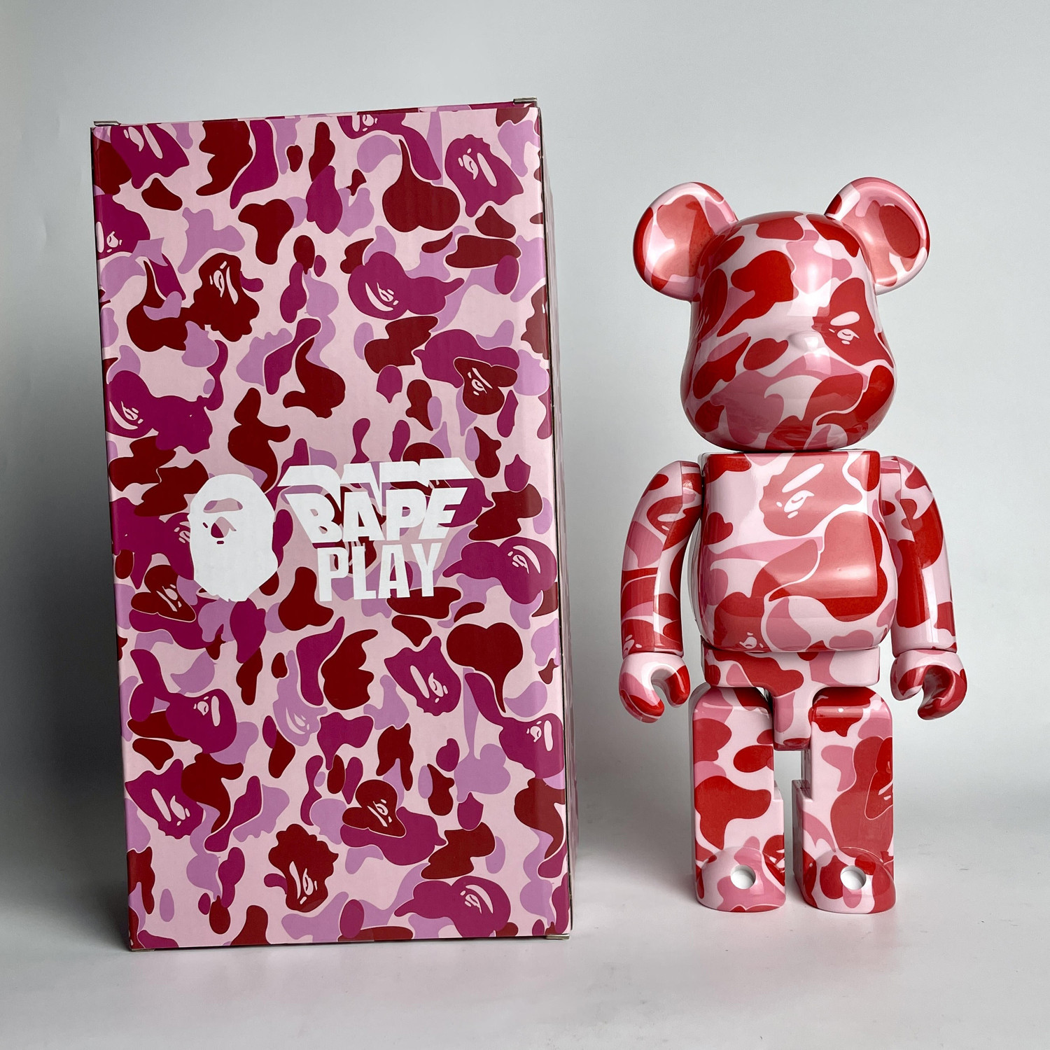 Bearbrick BAPE Play Pink Camo 400% Figure 28cm 11.02inches