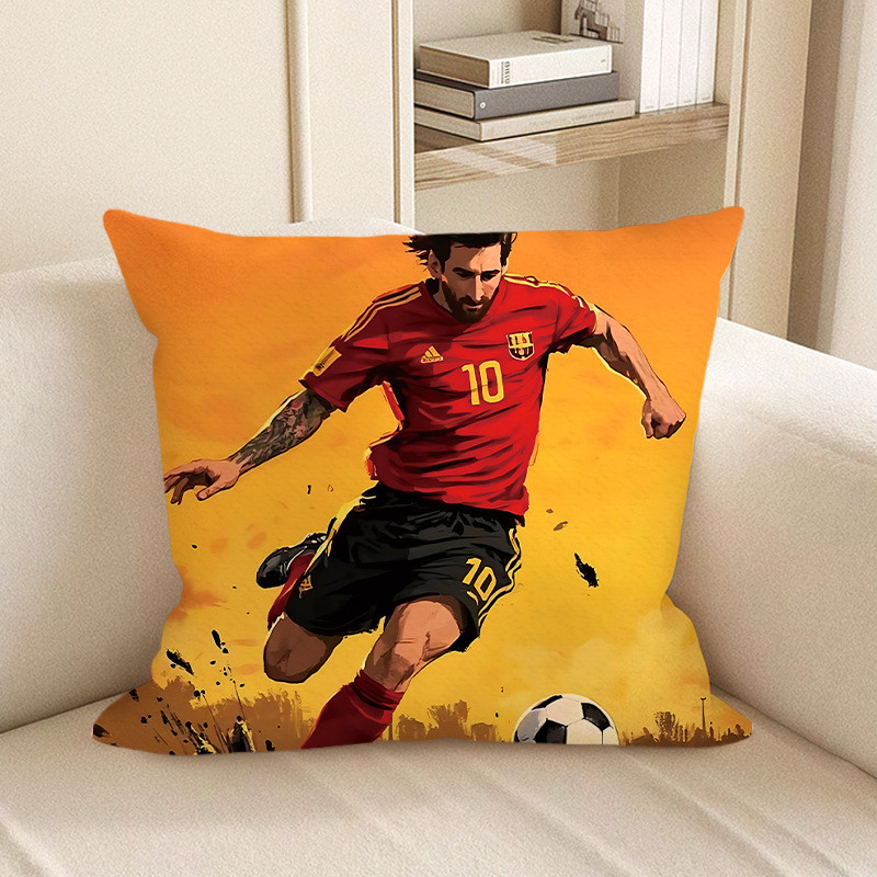 Lionel Messi Kicking Ball Comic Art Soft Stuffed Plush Pillow Multiple Sizes