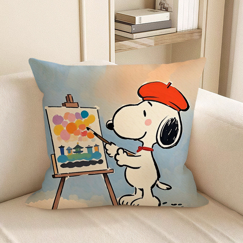 Snoopy Painting Soft Stuffed Plush Pillow Multiple Sizes