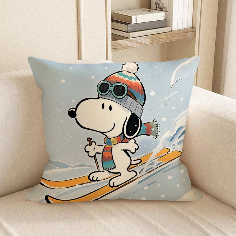 Snoopy Skiing Soft Stuffed Plush Pillow Multiple Sizes