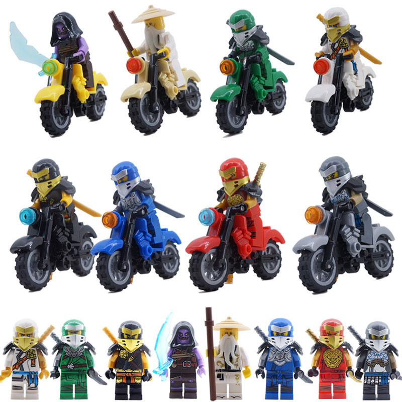 Ninjago Characters Villains Motorcycle Brick Minifigure Custom Set 8 Pcs