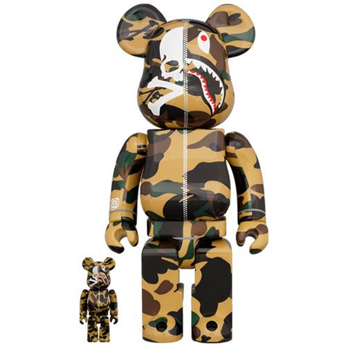 Bearbrick Mastermind vs Bape 400% Yellow Camo Figure 28cm 11.02inches