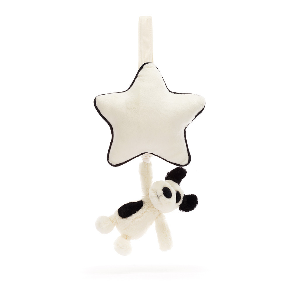 Jellycat Bashful Black & Cream Puppy Musical Pull 30cm 11.81inches