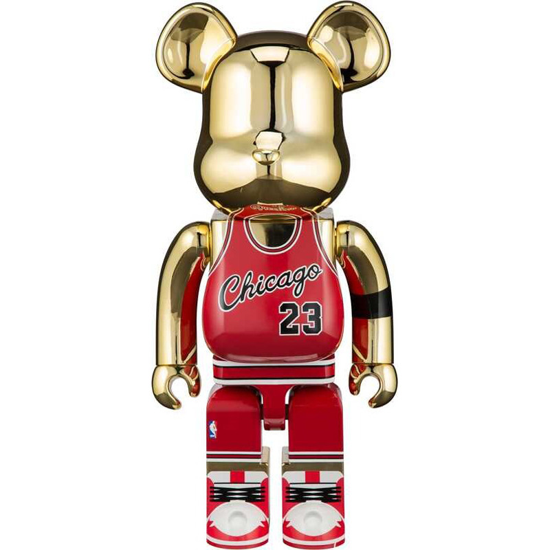 Bearbrick Michael Jordan 1985 Rookie Jersey Gold Chrome 400% Figure 28cm 11.02inches