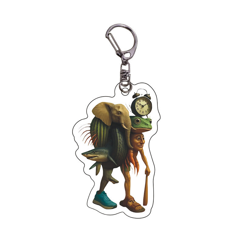 Italian Brainrot Coalition Character Acrylic Keychain 5cm 2inches Trippa Troppa Tralala Lirilì Rilà Tung Tung Sahur