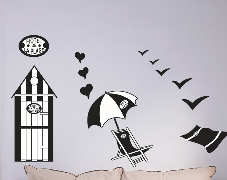 Hotel de La Plage Beach Set Wall Decal Sticker