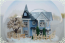 Christmas Gift Idea DIY Miniature House Model Glass Globe Ornament with Led Lights Blue House