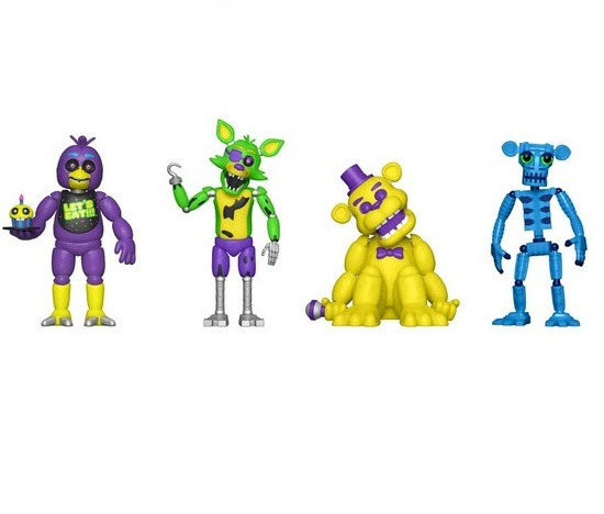 Funko Five Nights at Freddy's Blacklight Chica Foxy Golden Freddy Animatronic Skeleton Set 4pcs