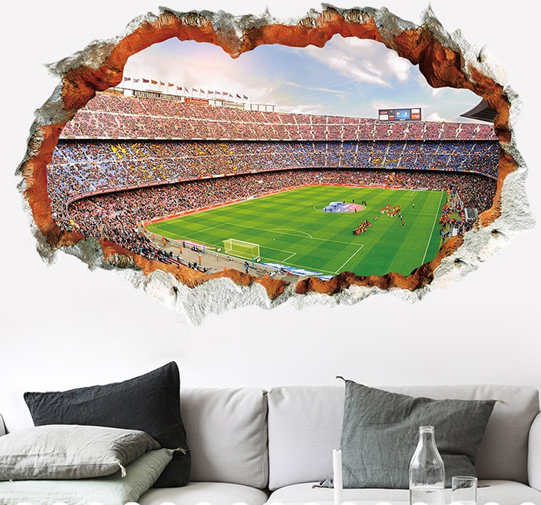 3D Trick Art Wall Sticker Football Stadium