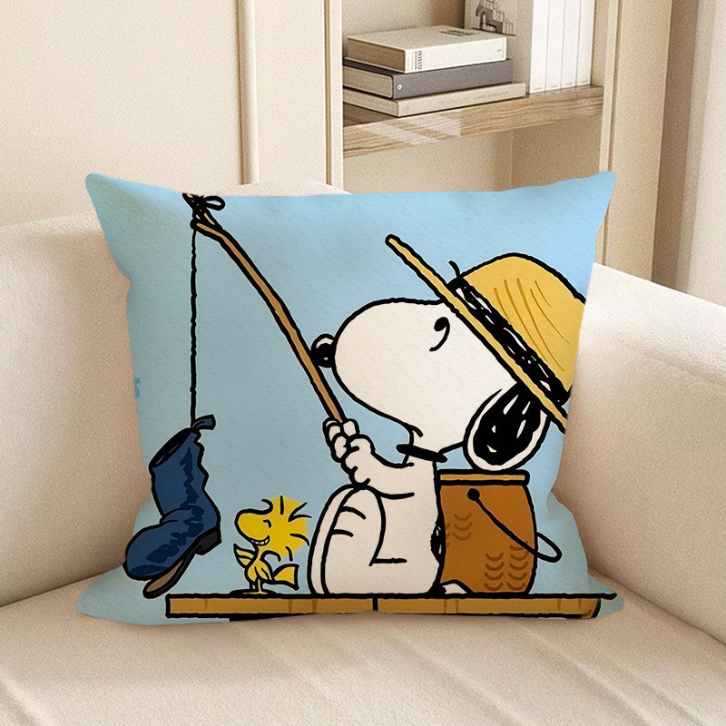 Snoopy Fishing Soft Stuffed Plush Pillow Multiple Sizes