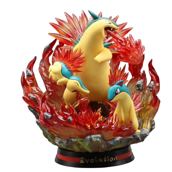 Pokemon Cyndaquil Quilava Typhlosion Evolution GK Figure Statue With Light Effect