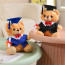 Light Brown Graduation Bear with Robe Soft Stuffed Plush 25cm 9.84inches Blue Black Red