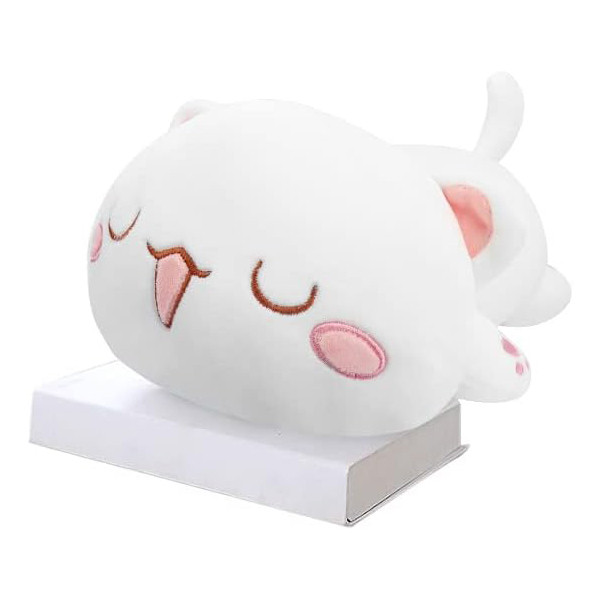 White Closed Eyes Cat Plush Toy 35cm 13.77inches