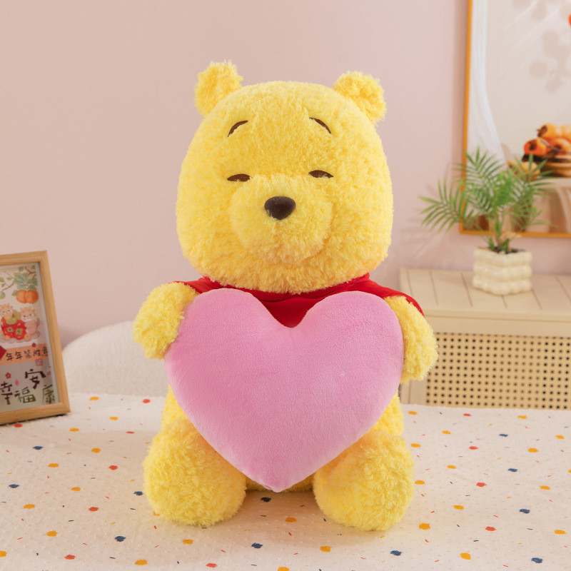 Winnie Pooh Holding Heart Soft Stuffed Plush Multiple Sizes