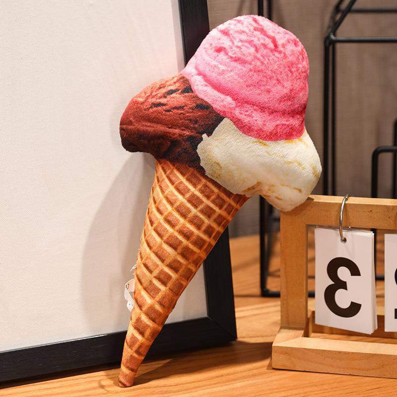 Realistic Ice Cream Cone Plush Pillow Multiple Sizes Chocolate Strawberry Vanilla Classic