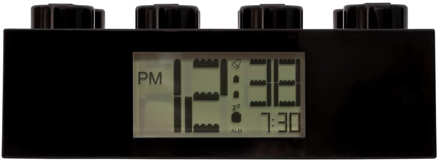 Lego Black Brick Light Up Alarm Clock