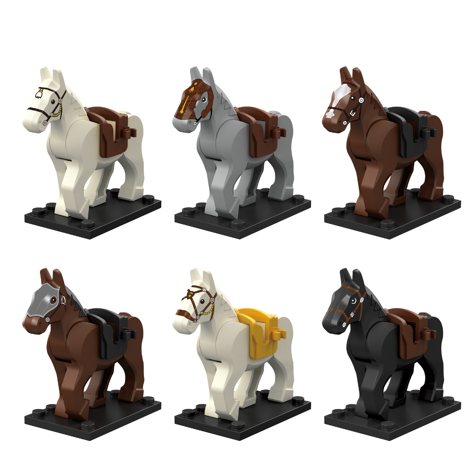 Armor Horse Middle Ages Brick Minifigure Custom Set 8 Pcs