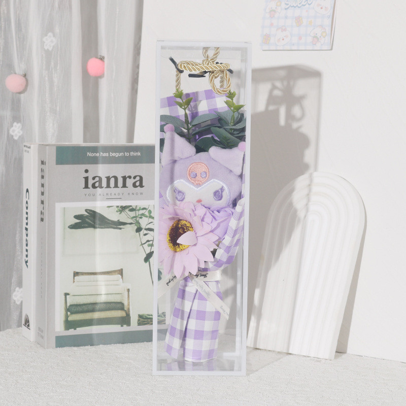 Kuromi Sanrio Sunflower Bouquet Mother's Day Graduation Gift In Clear Box 32cm 12.6inches