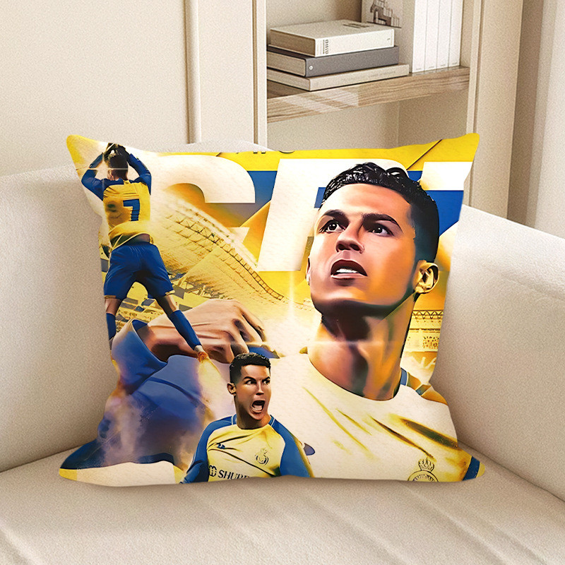 Cristiano Ronaldo Gold Portrait Soft Stuffed Plush Pillow Multiple Sizes