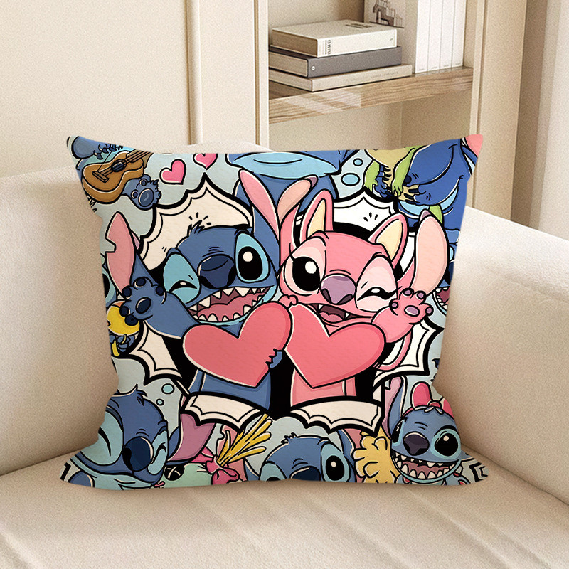 Disney Stitch and Angel Holding Hearts Soft Stuffed Plush Pillow Multiple Sizes