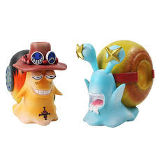 Luffy Ace Den Den Mushi Telephone Snail Action Figures 2 pc Set