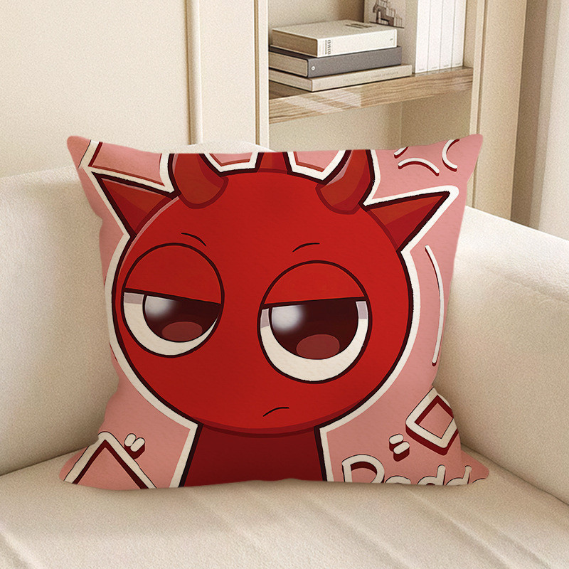 Sprunki Incredibox Red Raddy Angry Soft Stuffed Plush Pillow Multiple Sizes
