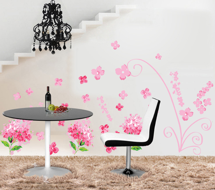 Pink Hydrangeas Wall Decal Sticker