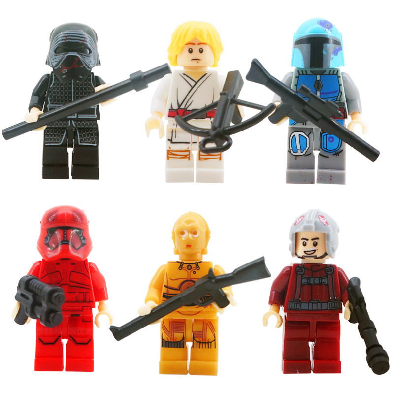 Luke Skywalker And Star Wars Characters Brick Minifigure Custom Set 6 Pcs