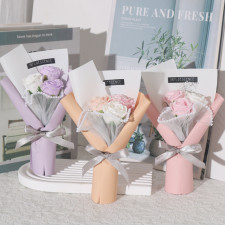 Rose Flower Bouquet Mother's Day Graduation Gift In Clear Box 18cm 7.08inches Pink Cream Purple Blue Orange Red